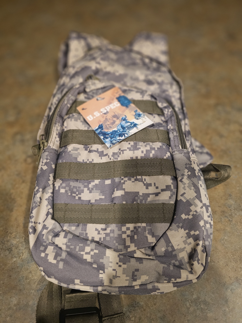 Digital Camo Tactical Sling Pack - Gray With Water